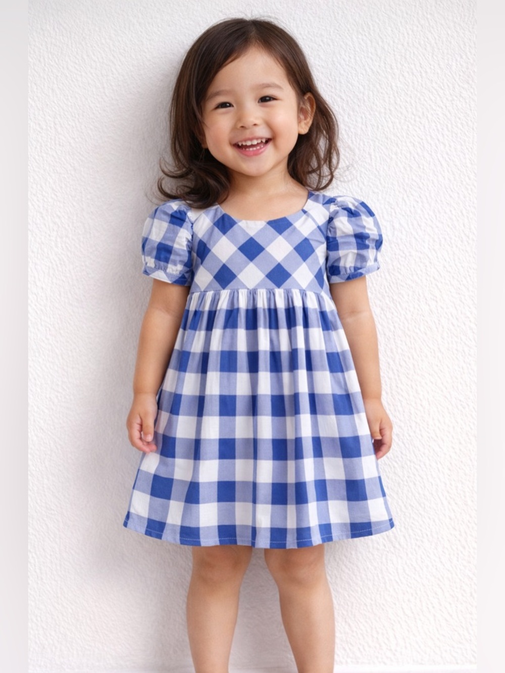 Janie Jack Picnic Dress July 4th Toddler Girls Dress Gingham blue white 2T